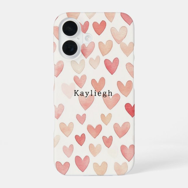 Coque iPhone 16 Cœurs Crème Rose (Verso)