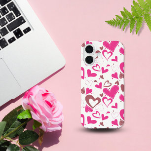 Coque iPhone 16 Cœurs roses flottants amour