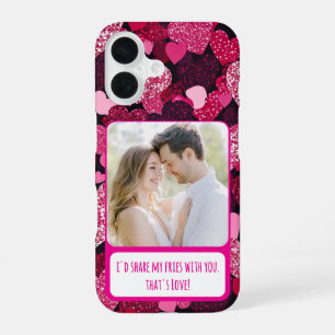 Coque iPhone 16 Cœurs roses scintillants Partage Mes Frites
