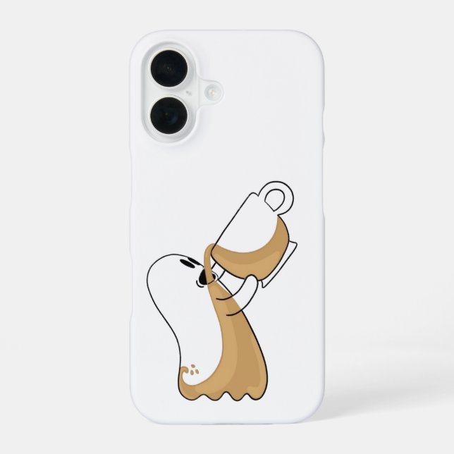 Coque iPhone 16 Coffee-Covered Ghost – Caffeine Chaos iPhone Case (Verso)