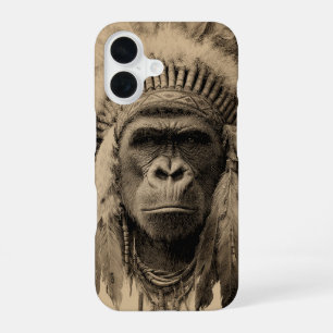 Coque iPhone 16 Coiffe de guerre de gorille