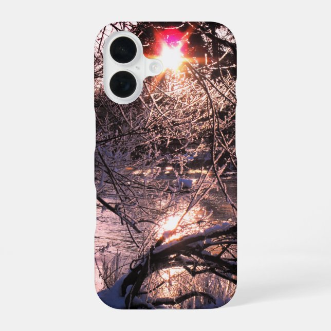 Coque iPhone 16 Cold River Hafren and sun (Verso)