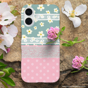Coque iPhone 16 Collage amusant motif coloré mixte Fleur féminine