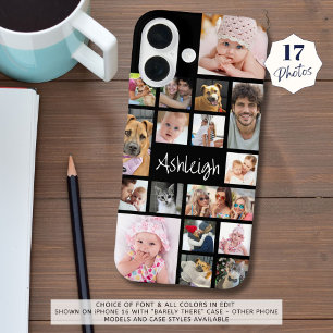 Coque iPhone 16 Collage de 17 photos personnalisé Votre couleur