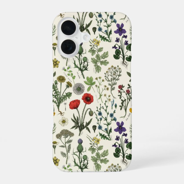 Coque iPhone 16 Collage de fleurs sauvages (Verso)