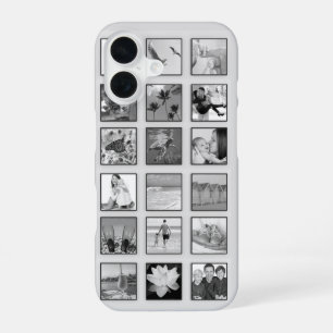 Coque iPhone 16 Collage de photos filtrées en noir et blanc