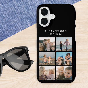 Coque iPhone 16 Collage Multi Photo Noir Classique Personnalisé
