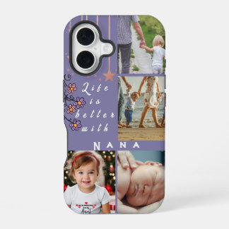 Coque iPhone 16 Collage personnalisé de 4 photos La vie est meille