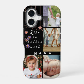 Coque iPhone 16 Collage personnalisé de 4 photos La vie est meille