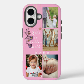 Coque iPhone 16 Collage personnalisé de 4 photos La vie est meille