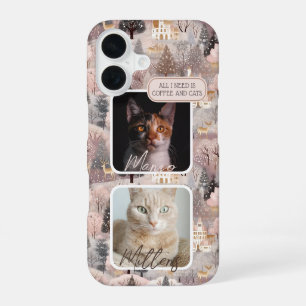 Coque iPhone 16 Collage photo de Noël personnalisé avec animaux de
