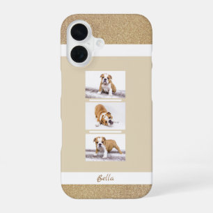 Coque iPhone 16 Collage photo et nom personnalisé Pet 3