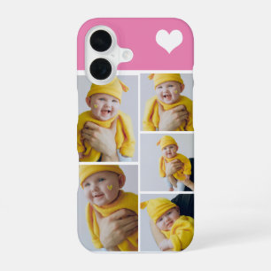 Coque iPhone 16 Collage Photo Personnalisé Avec Coeur