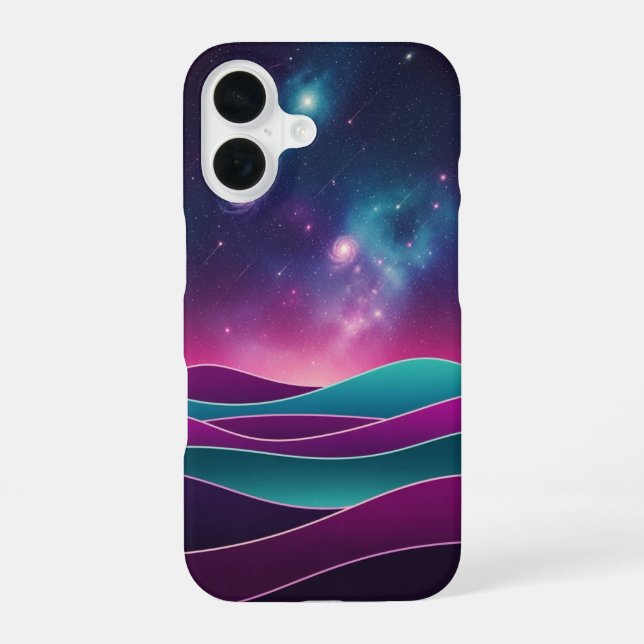 Coque iPhone 16 Collines Cosmiques Rétro (Verso)