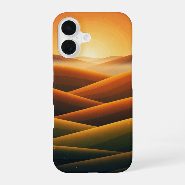 Coque iPhone 16 Collines vintage aux tons chauds (Verso)