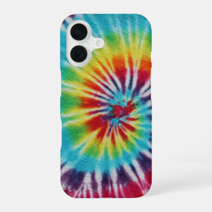 Coque iPhone 16 Coloré Arc-en-ciel tourbillon teinture