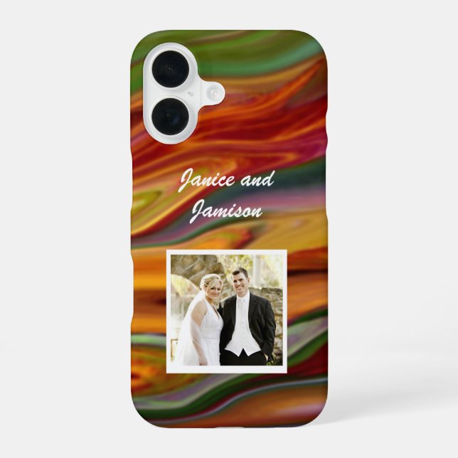 Coque iPhone 16 Colorful Abstract design with Personal Photo (Verso)