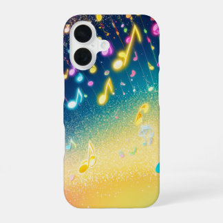 Coque iPhone 16 Colorful Musical Notes Sparkle Phone Case