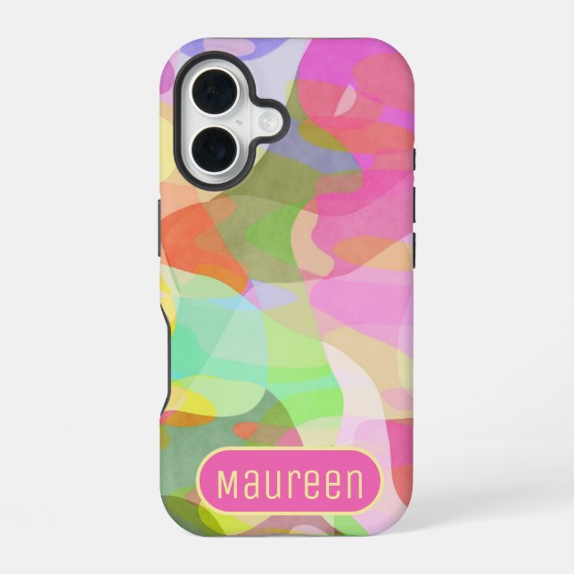 Coque iPhone 16 Coloris Pastel Pièces Art Abstrait (Verso)