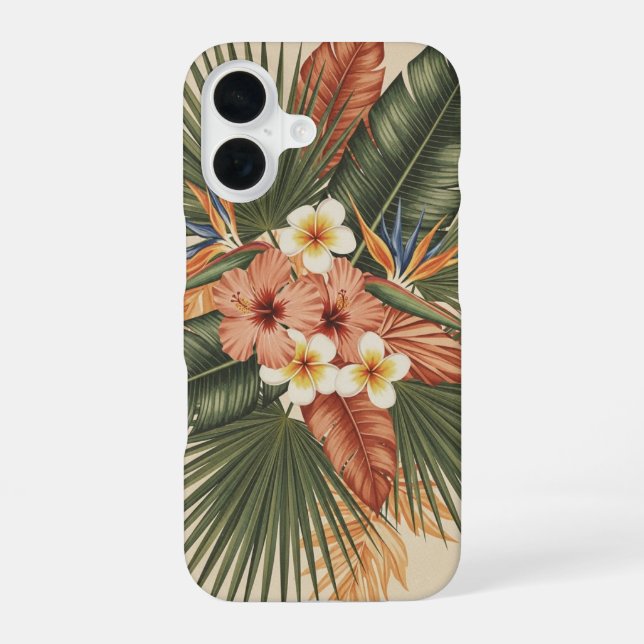 Coque iPhone 16 Composition botanique tropicale vintage (Verso)