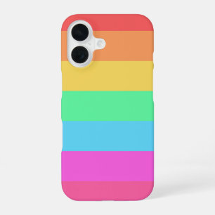 Coque iPhone 16 Conception de bandes de couleurs arc-en-ciel paste