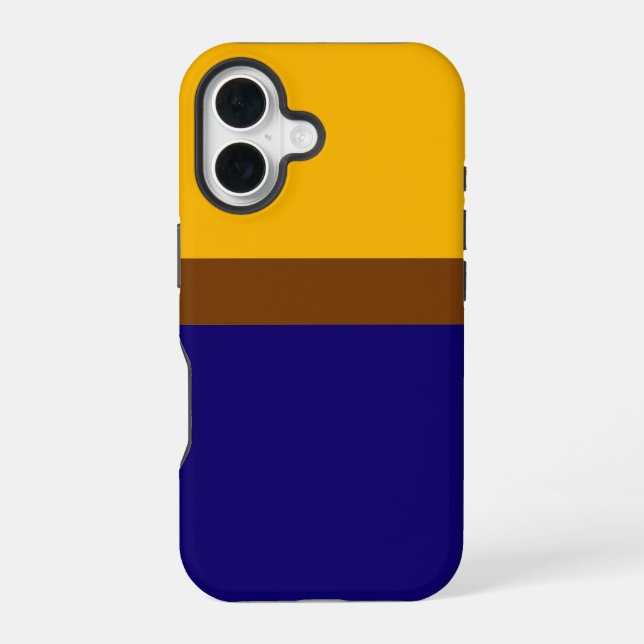 Coque iPhone 16 Conception de bloc couleur bleu jaune (Verso)