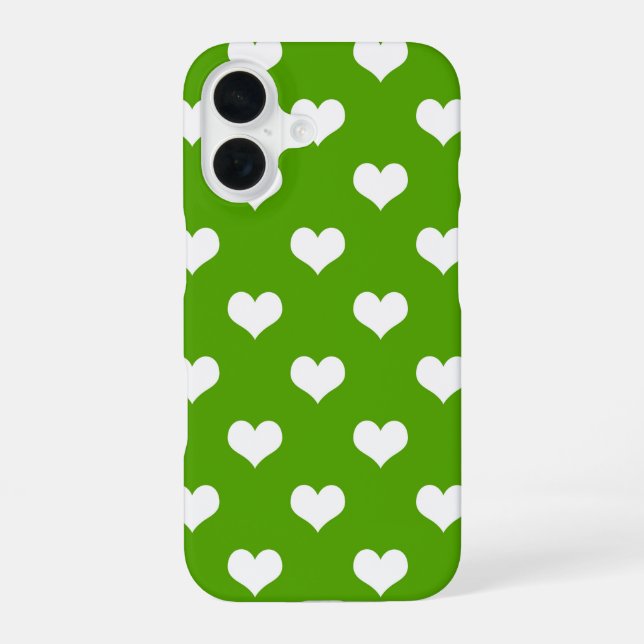 Coque iPhone 16 Conception de coeurs adorables verts blancs  (Verso)