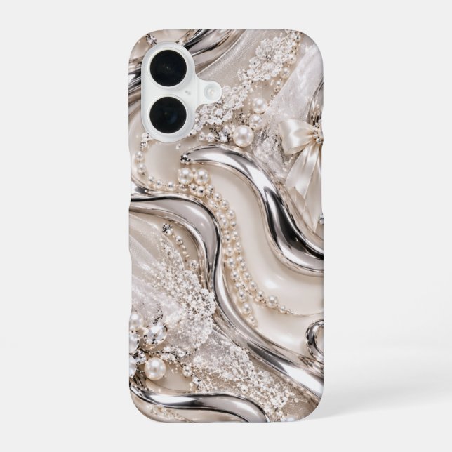 Coque iPhone 16 Conception de design mignon en chrome liquide (Verso)
