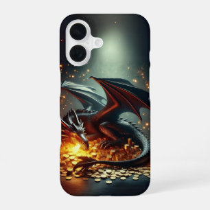 Coque iPhone 16 Conception de dragon gardant l'or