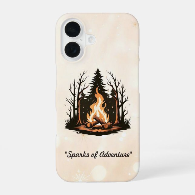 Coque iPhone 16 "Conception de feu de camp centré" (Verso)