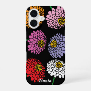 Coque iPhone 16 Conception de fleur Zinnia amusante personnalisée