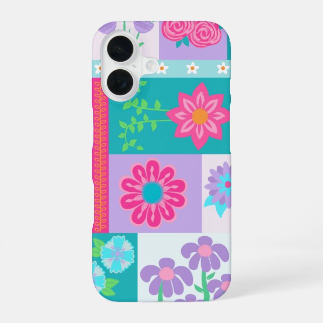 Coque iPhone 16 Conception de fleurs vibrantes en fleurs (Verso)