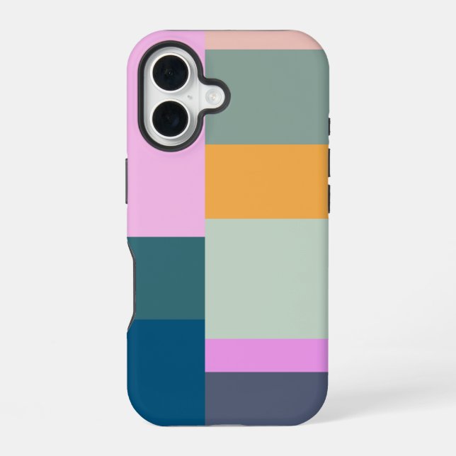 Coque iPhone 16 Conception de formes géométriques en patchwork col (Verso)