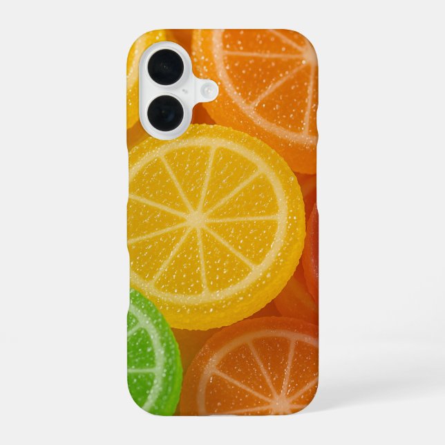 Coque iPhone 16 Conception de Fruit de Gelée Vibrant avec Cristal  (Verso)