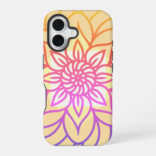 Coque iPhone 16 Conception de mandala couleur claire (Verso)