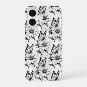 Coque iPhone 16 Conception de motif minimaliste de papillon sur fl