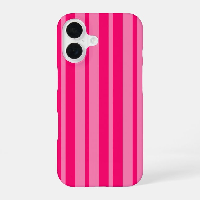 Coque iPhone 16 Conception de motif rayé élégant rose clair et cha (Verso)