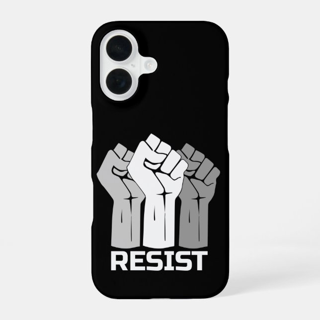 Coque iPhone 16 Conception de protestation de poings levés résista (Verso)