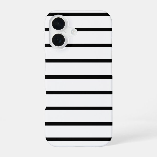Coque iPhone 16 Conception de rayures blanches et noires (Verso)