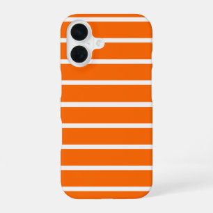 Coque iPhone 16 Conception de rayures orange et blanc