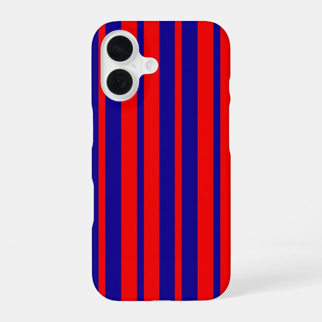 Coque iPhone 16 Conception de rayures rouges et bleues (Verso)