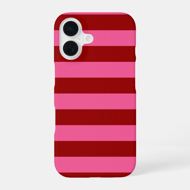 Coque iPhone 16 Conception de rayures rouges roses bordeaux  (Verso)