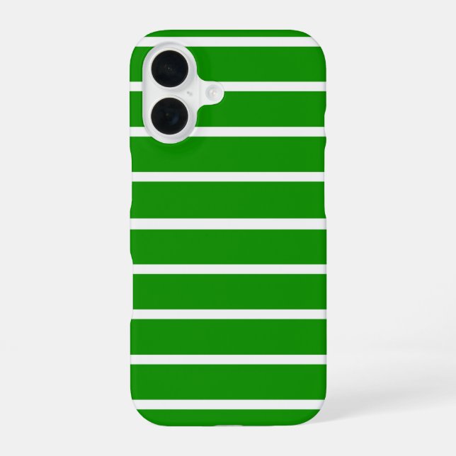 Coque iPhone 16 Conception de rayures vertes et blanches (Verso)