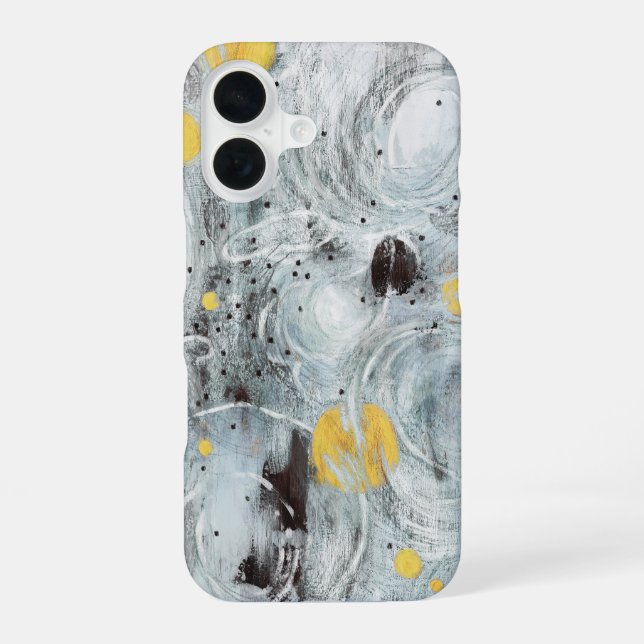 Coque iPhone 16 Conception de texture artistique abstraite grise (Verso)