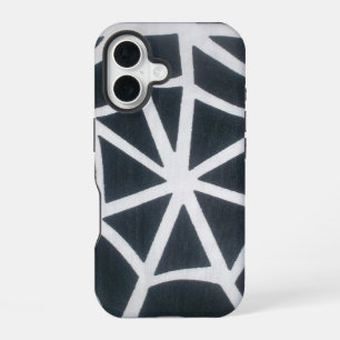Coque iPhone 16 Conception de toile gothique Velocity noir et blan