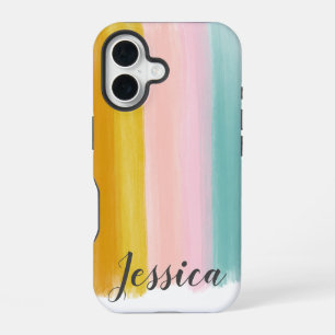 Coque iPhone 16 Conception de traits de pinceau à l'aquarelle joli