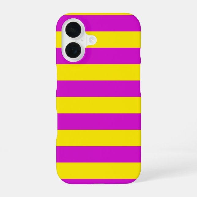Coque iPhone 16 Conception des rayures pourpre et jaune (Verso)