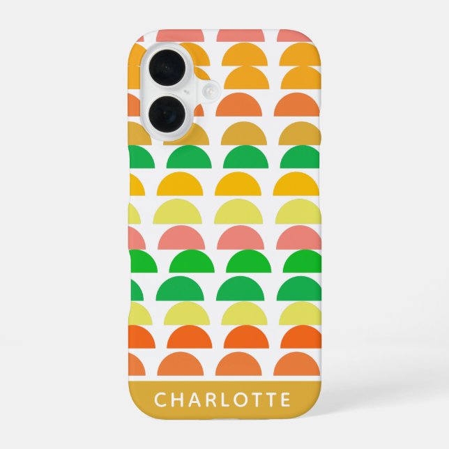 Coque iPhone 16 Conception géométrique des agrumes brillants moder (Verso)
