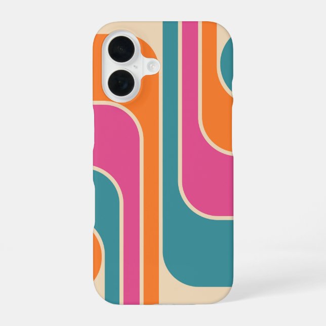 Coque iPhone 16 Conception géométrique rétro moderne (Verso)