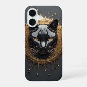 Coque iPhone 16 Conception Mystérieuse de Chat Noir 🐈⬛